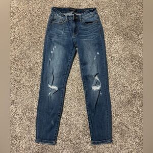 Judy Blue Dark Blue Distressed Skinny Jeans